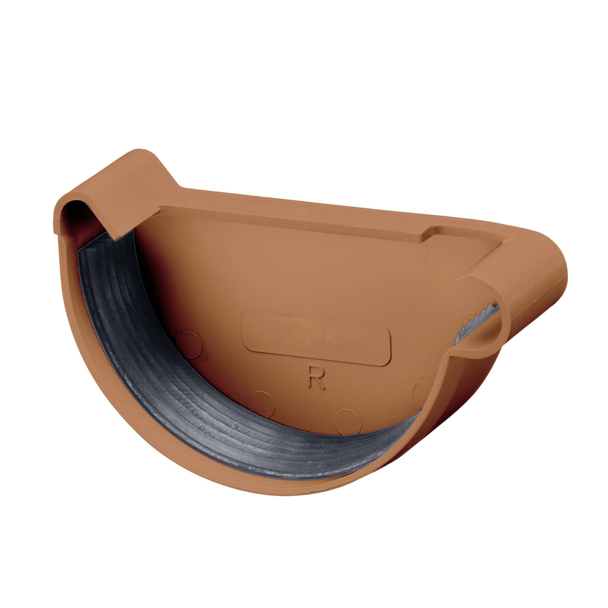 INEFA Gutter end Cap, Half-Round, Right 150mm Brown PVC