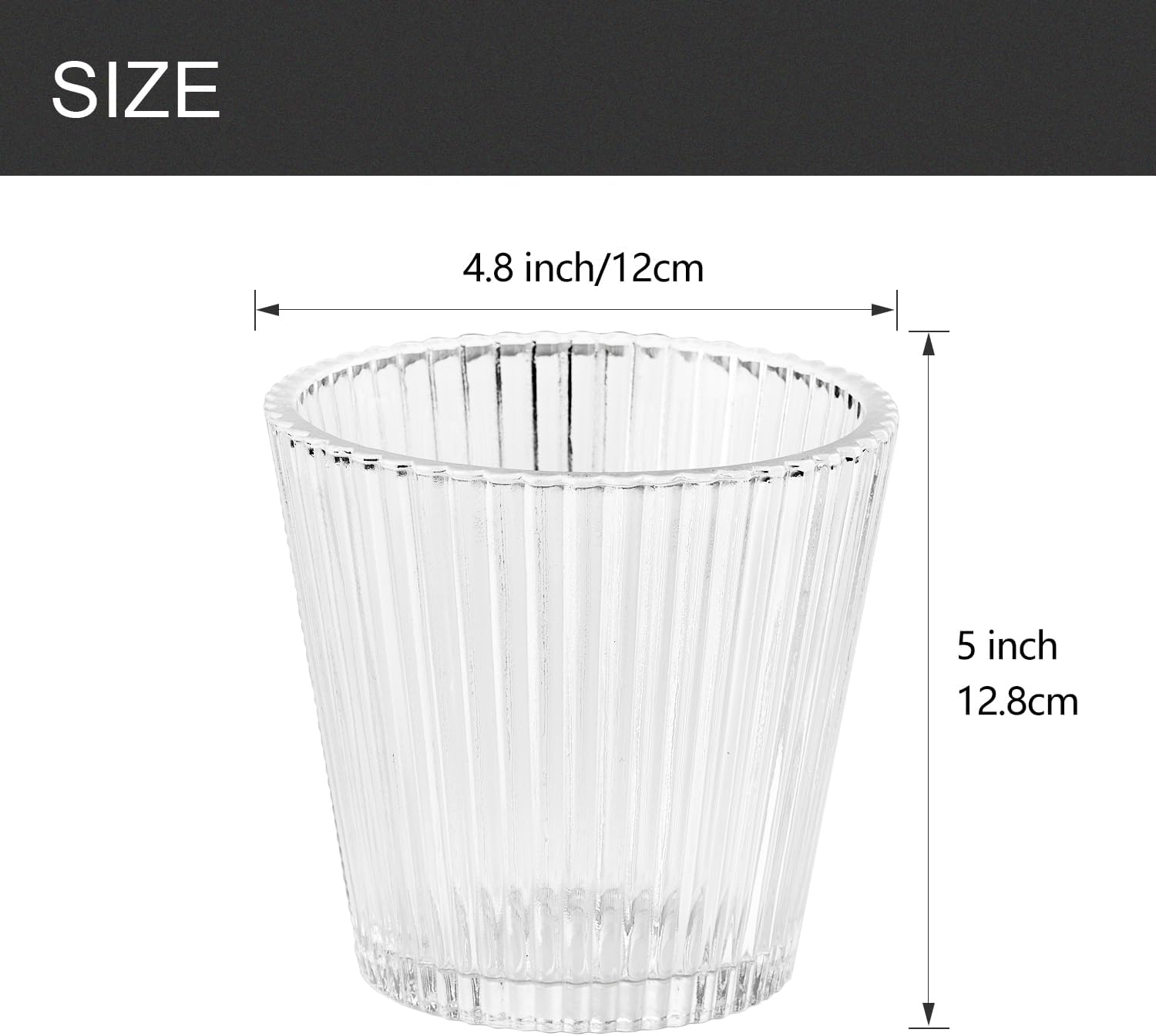 3 Pack Clear Glass Shade Covers Replacements, 5in Height, 4.8in Diameter, 1.65in Fitter, Striped Clear Cone Glass Lamp Shade Replacement for Ceiling Fan Chandelier Pendant Wall Sconces