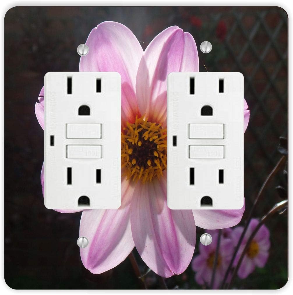 Golden Hour Flower Sunshin Silhouette Pink and Yellow GFI Switch