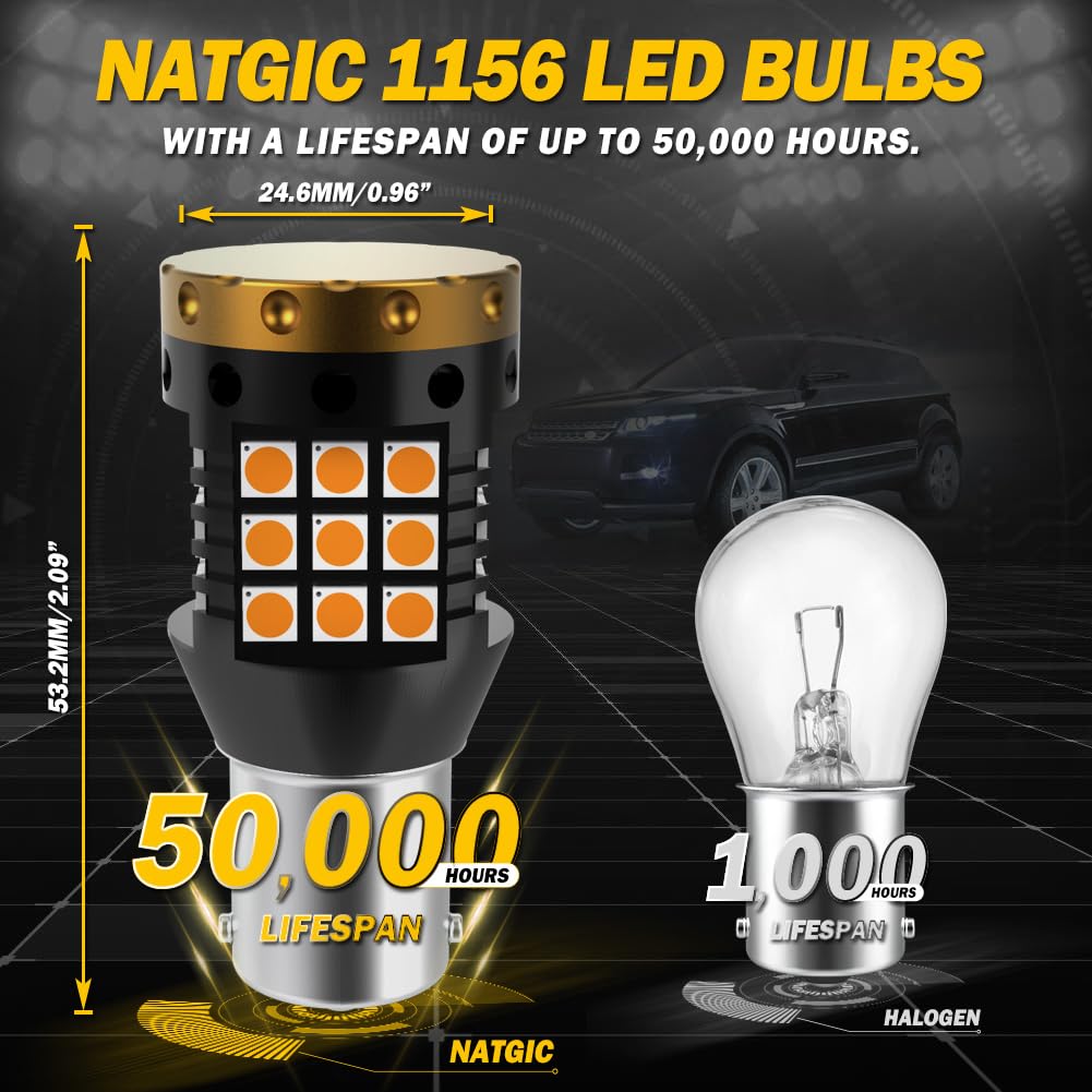 Lampadine LED 1156 Amber - 2 Pezzi P21W 45SMD - Per Indicatori Di Direzione Auto
