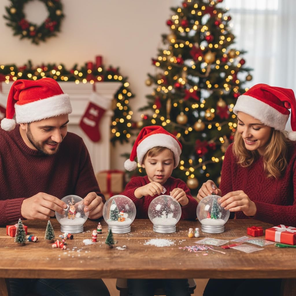 Veemoon Kit di 12 globi d'acqua trasparenti con neve per realizzare decorazioni natalizie e progetti creativi, infrangibili, facili da pulire e da usare