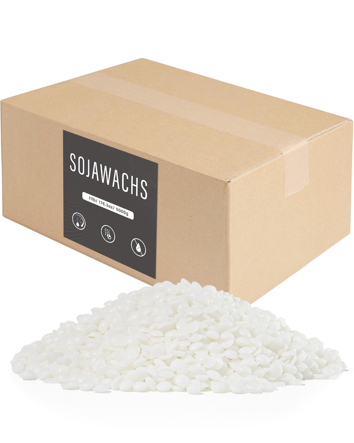 BOYUJK Sojawachs für Kerzen 5KG, Premium Natürlich Kerzenwachs, 100% Sojawachs für die Kerzenherstellung aus biologischem Anbau, ohne Zusatzstoffe, Harmlos und Rein