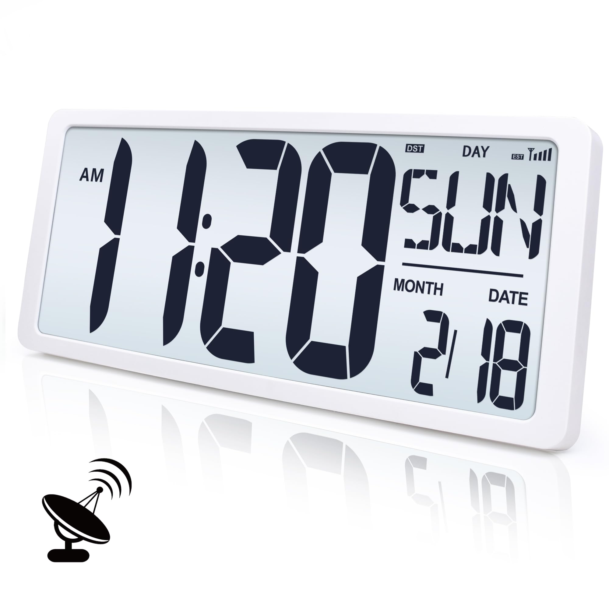 TXL 18.44" Large Amotic Digital Wall Clock with Backlight, Battery Operated Alarm Clock with Day, Date & Temperature, Jumbo Display Digital Count Up Down Timer Clock for Hoom,Classroom Room,Office