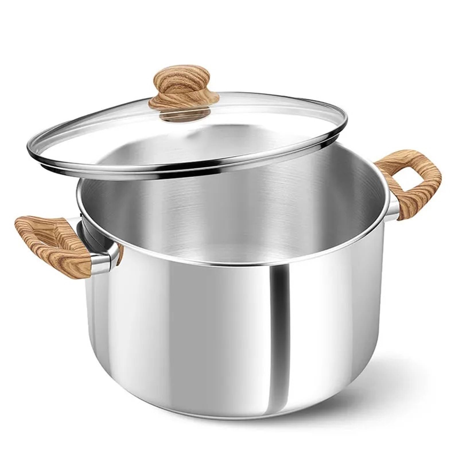 Ollas Acero Inoxidable Olla sopera de acero inoxidable 4/6 cuartos con tapa antiadherente for caldo, guisos y espaguetis. Apta for todo tipo cocinas(4L White)