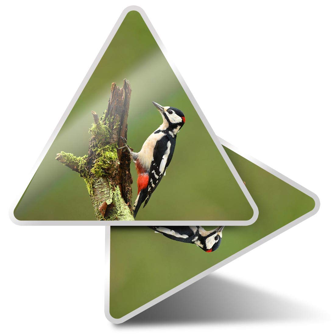 Destination Vinyl Ltd Multi 2 X Triangle Stickers 10Cm - Great Spotted Woodpecker Bird Laptop Tablet Luggage Scrapbook #45206