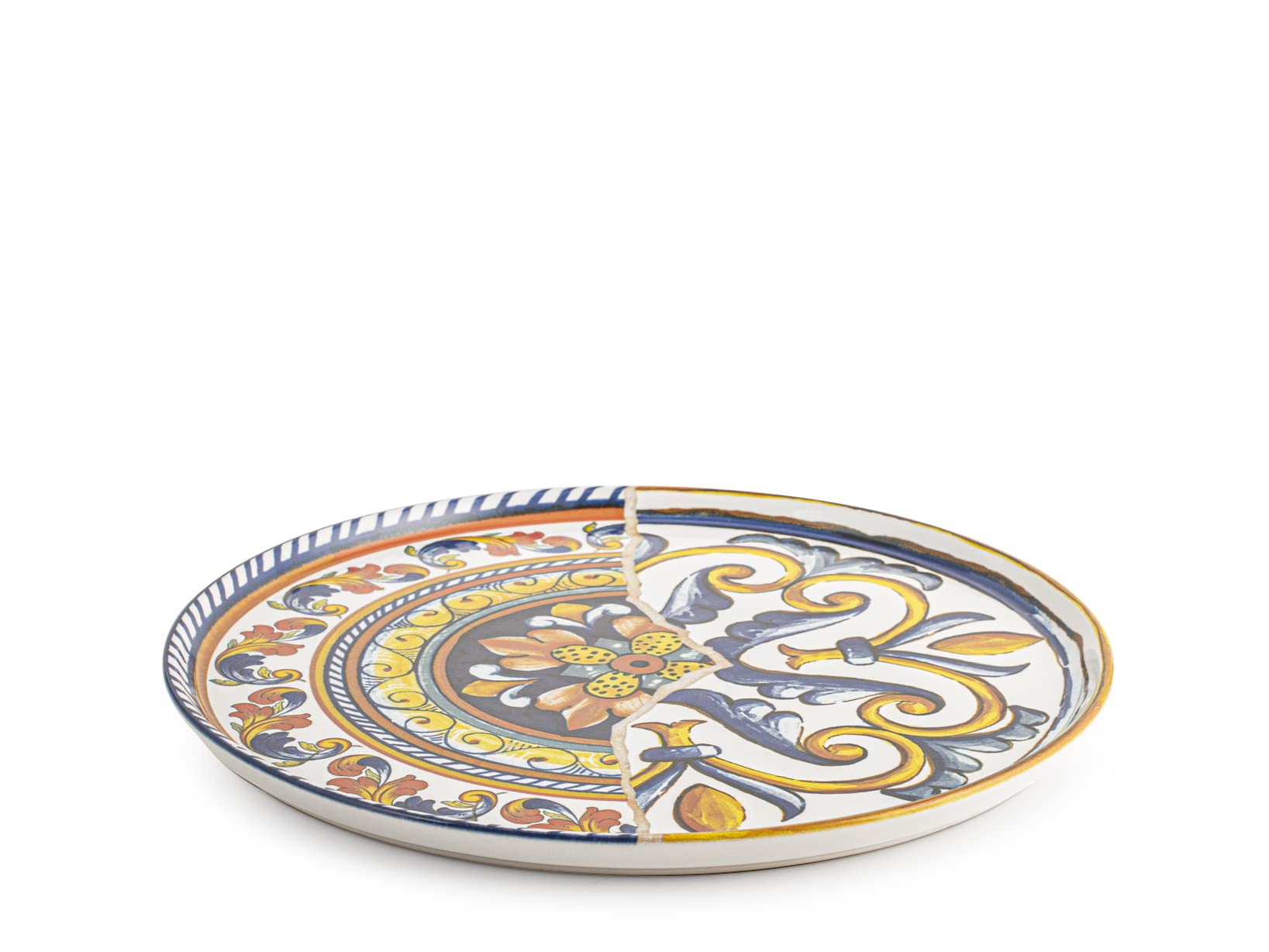 H&H Positano Lot de 6 assiettes à pizza en Stoneware, multicolore, 33 cm