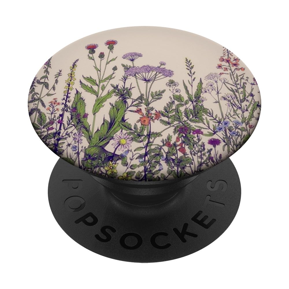 Cute Simple Wildflowers Pattern Design Floral on Beige PopSockets Adhesive PopGrip