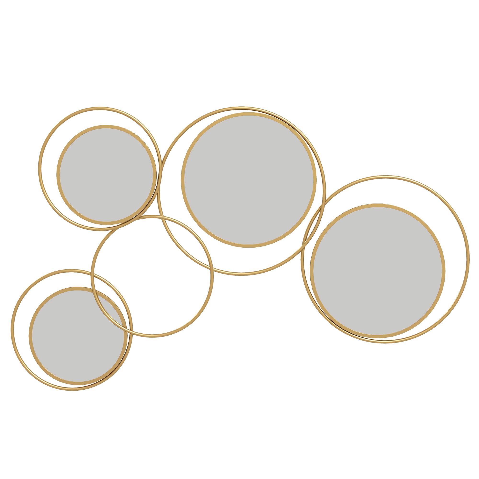 HOMCOM Decorative Metal Wall Mirror 3D Metal Wall Ornament with 4 Round Mirrors for Living Room, Bedroom, Hallway, 110 x 68 cm, Gold