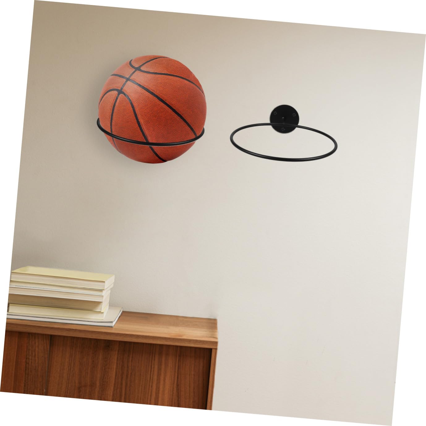 Soporte de Hierro Negro para Balones Deportivas, Estante de Almacenamiento Resistente y Firme para Balones de Fútbol, Paquete de 3 Unidades para Uso en Pared
