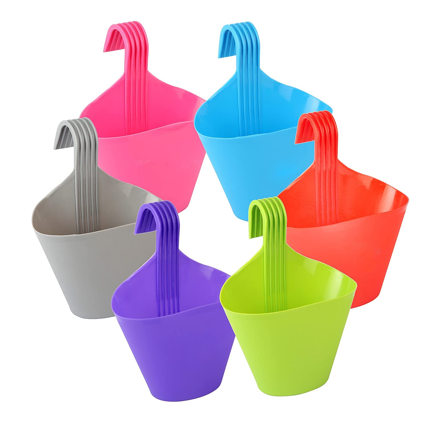Good Vibes Railing Hanging Plastic Flower Pot Single Hook Planter Pot Plant Container Set Hanging Pots for Plants Hanging Planters with Detachable Handle Plastic Hook Hanging Pot Planters (Pack of 6) (B09RW493WB) Amazon Price History, Amazon Price Tracker