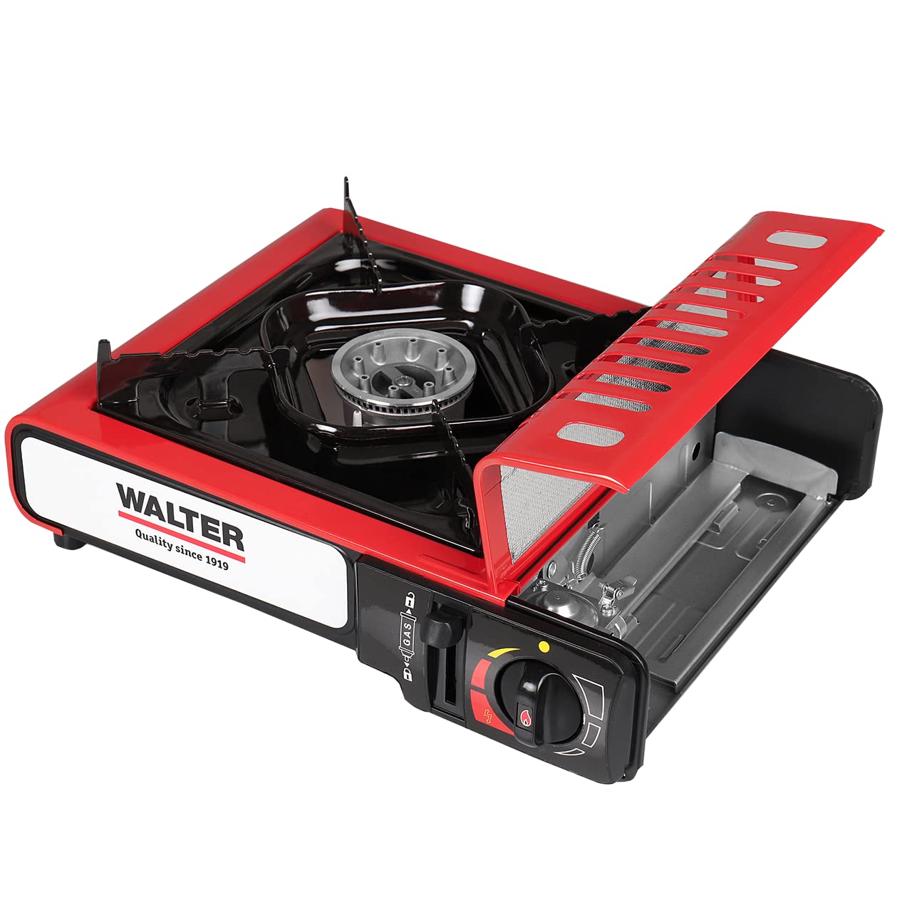 WALTER Campingkocher Gourmet mit Piezo, 2,2 kW Leistung | Zuverlässiger Gaskocher für Outdoor-Abenteuer, Einfach zu bedienen, Kompaktes Design, Zum Kochen beim Camping und unterwegs