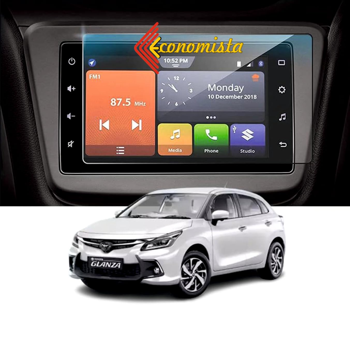 Economista Drive In Luxury With 9H Hardness Car Screen Protector! Scratch & Water Resistant For Premium Protection! Specifically Tailored For Your Toyota Glanza S/G (Mid Variant, 7 Inch) (Glossy)-image-24