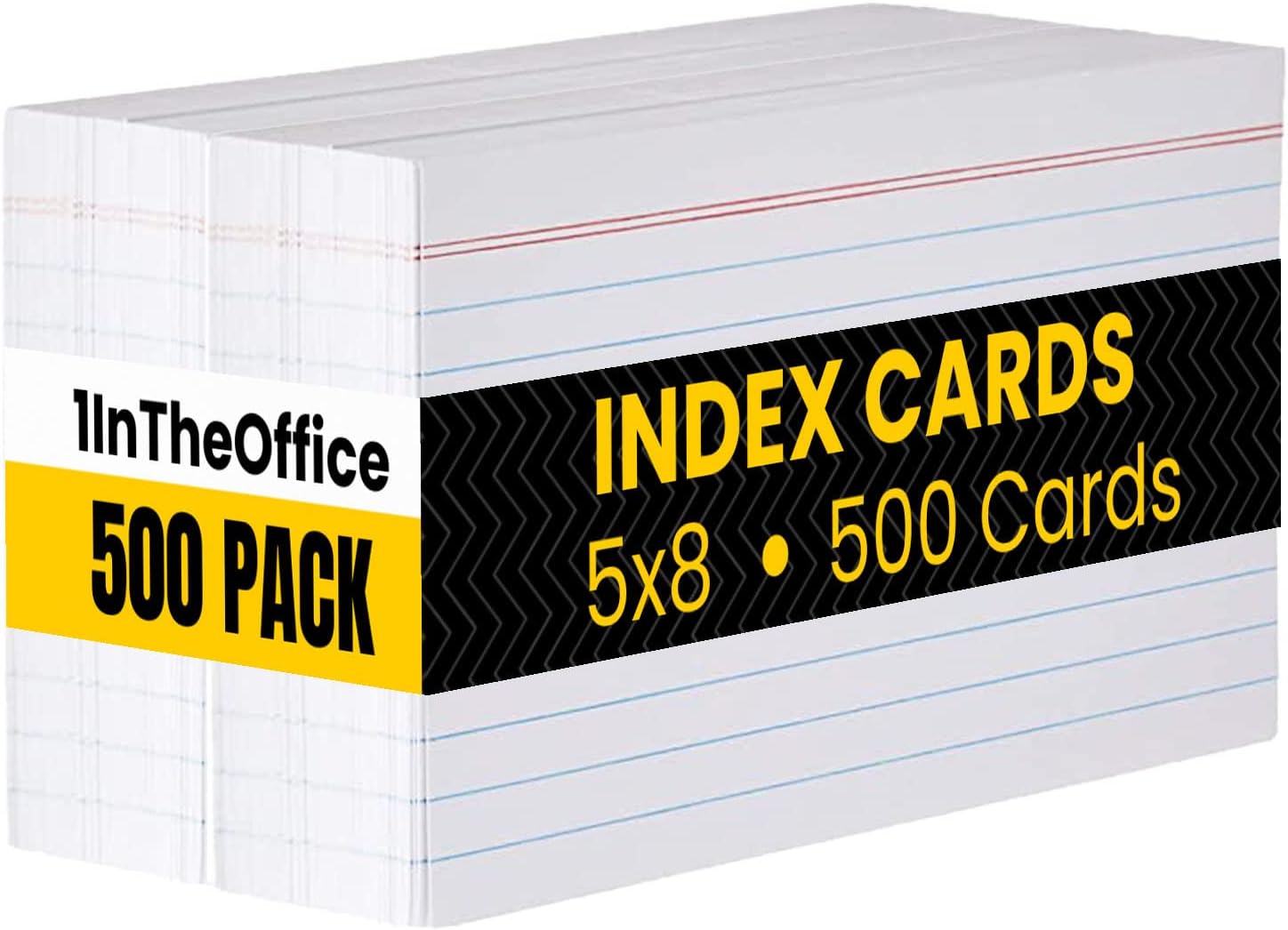 1InTheOffice Index Cards 5x8 Ruled, White Ruled Index Cards, 5x8, 100