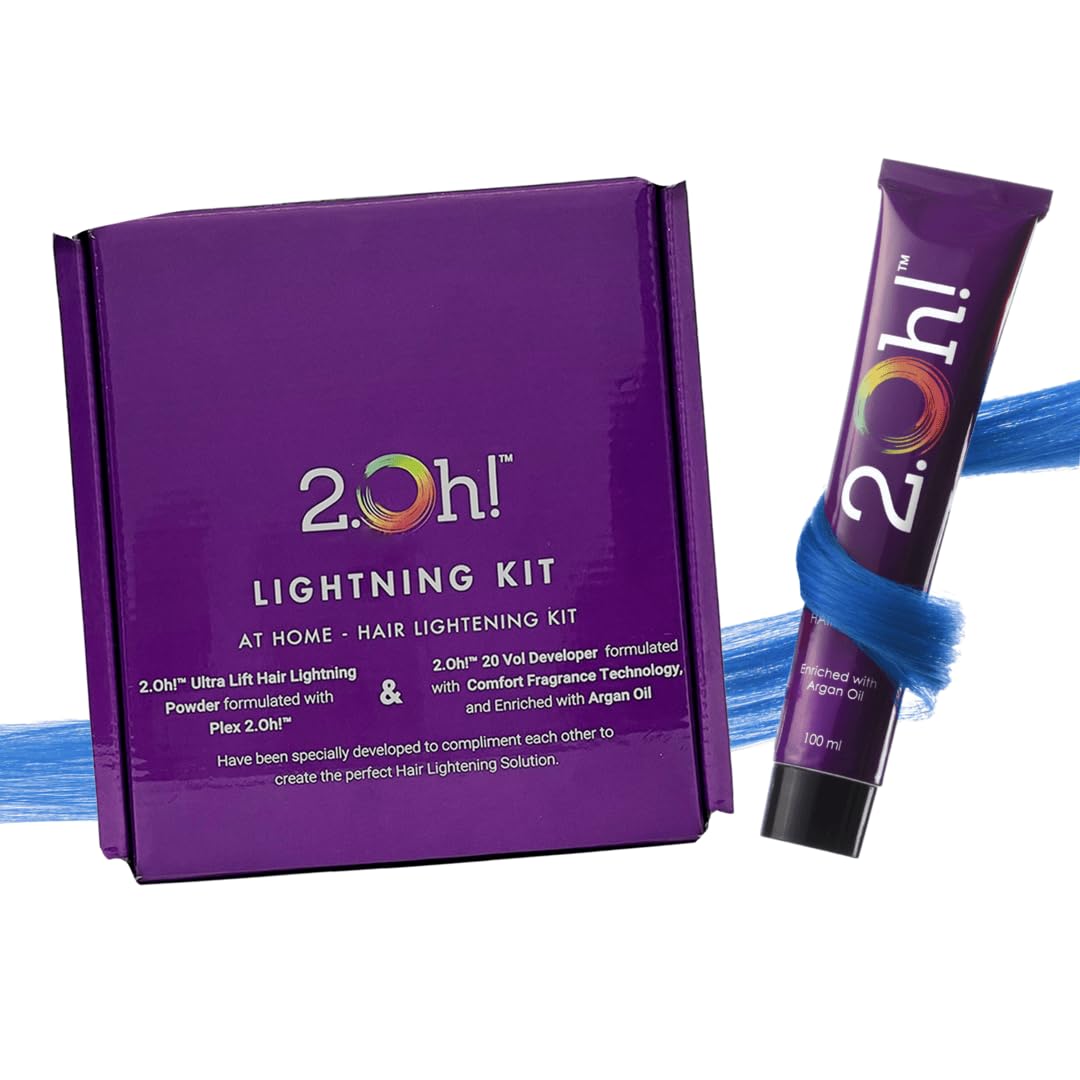 Italian- Blue Hair Color DIY Kit | Semi Permanent Hair Color + Hair Bleach for Hair Color | Hair Highlights for Women & Men | Hair Bleach with Plex & Argan oil| Lightening Kit-image-36