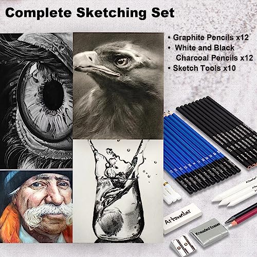 Artownlar-72-Pack-Drawing-Sketching-Set-with-8x11-Sketchbook-Pro-Art-Supplies-Kit-for-Artist-Adults-Teens-Beginner-Graphite-Charcoal-Watercolor-Metallic-Colored-Pencils-in-Gift-Case