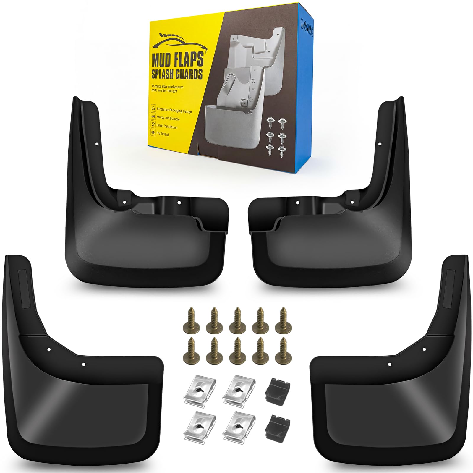 Mud Flaps Fit for 2019-2022 Chevy Silverado 1500 (Not fit Submodel ZR2 ; LT Trail Boss and Custom Trail Boss), Dedicated Mudguard for Four Seasons Universal Protection, Front and Rear