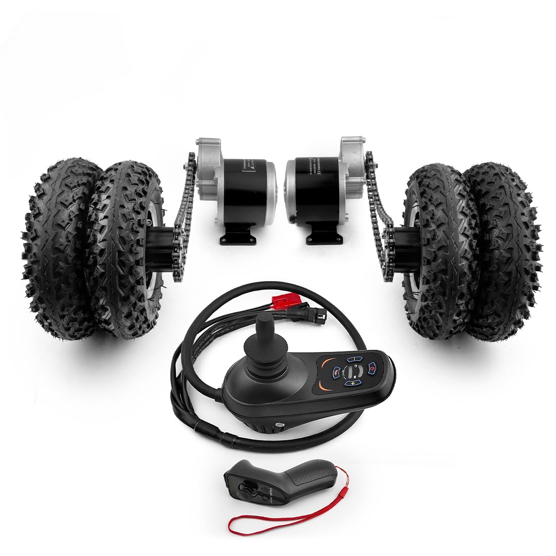 L-faster Dual 24V 350W Motor Wider 8 Inch Off Road Wheel Kit with Joystick Controller for Beach Cart Wheelchair Bike (24V350W Max 9kph)