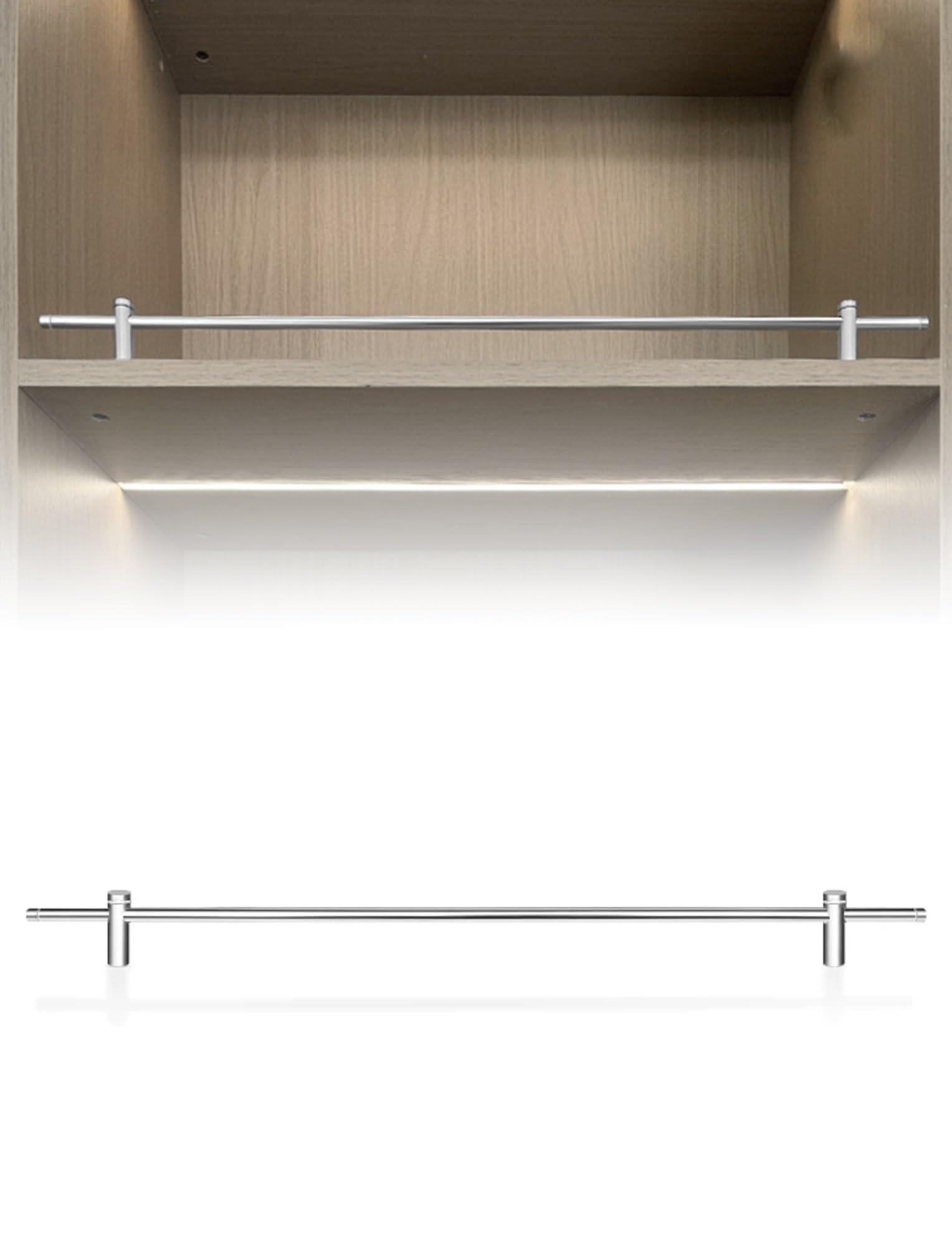 Aluminum Prevent Falling Barrier Rod，Metal Shelf Guard Rail,Long Floating Railing Rod,Anti-Fall(Silver,28in/71cm)
