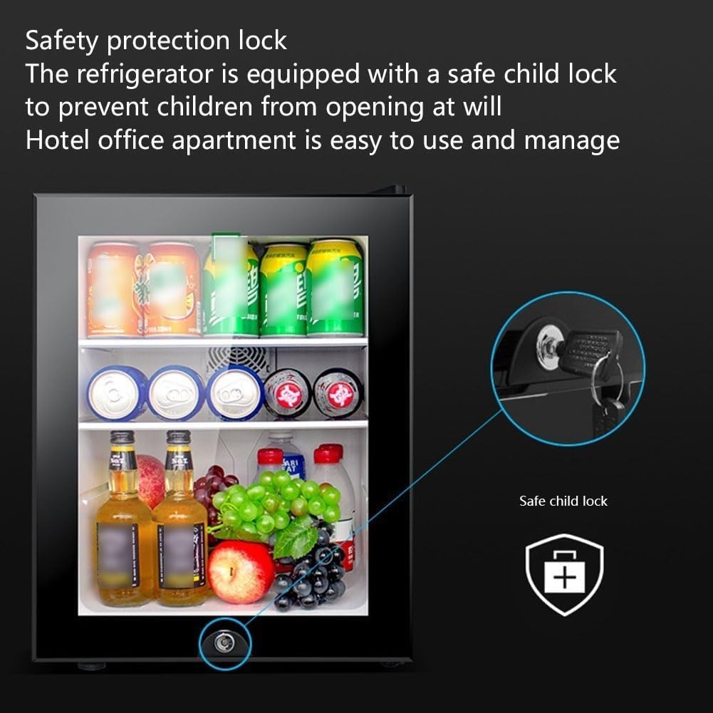 40l Tavolo Top Mini Frigo Bevande & Birra Frigorifero Chiudibile A Chiave Autoportante sotto Bancone Dispensa con Raffreddamento E Calore Fuzione Luce A LED Serratura E Chiave per Hotel, Ca