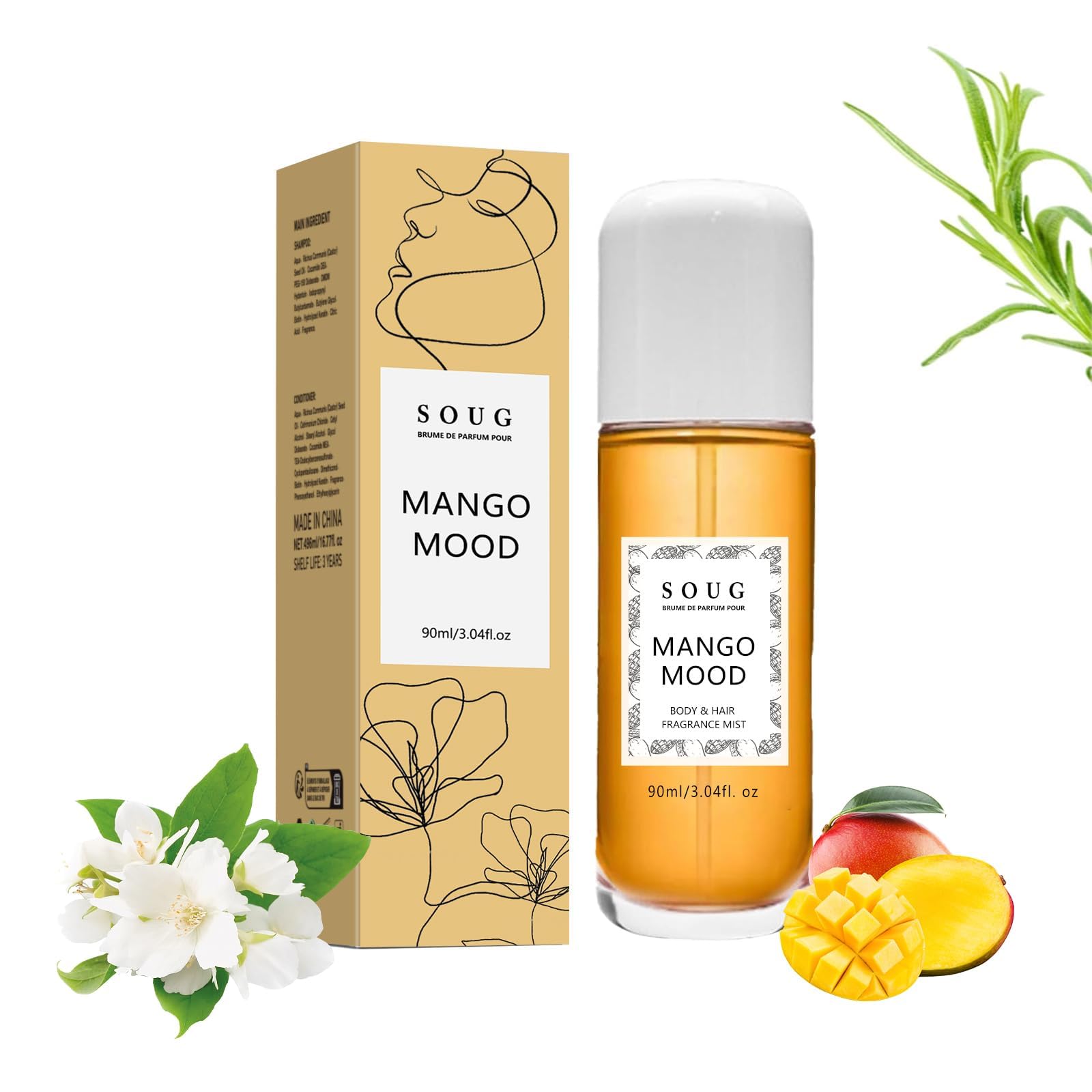 NALACAL Vanilla Perfume Spray, Long Lasting Body & Hair Fragrance Mist, Eau De Toilette Spray, Multi-Use Vanilla Body Mist for Women & Girls, Vanilla, Moonstone, Mango, Dragon fruit, Amber (Mango)