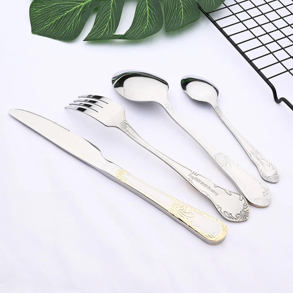 Besteck-Sets Vintage Gold Geschirr 18 10 Edelstahl Geschirr Set Besteck Küche Besteck 24Pcs
