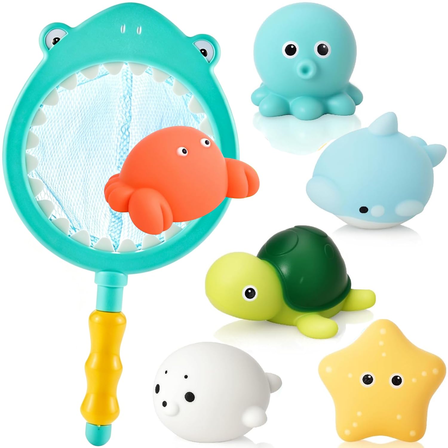 Mould Free Baby Bath Toys, 7 PCS No Hole No Mould Bath Toys for 1 2 3 4 Year Olds, Toddler Kids Swimming Pool Toys, Animals Water Play Toys for Kids Swimming Pool, Bathroom-G