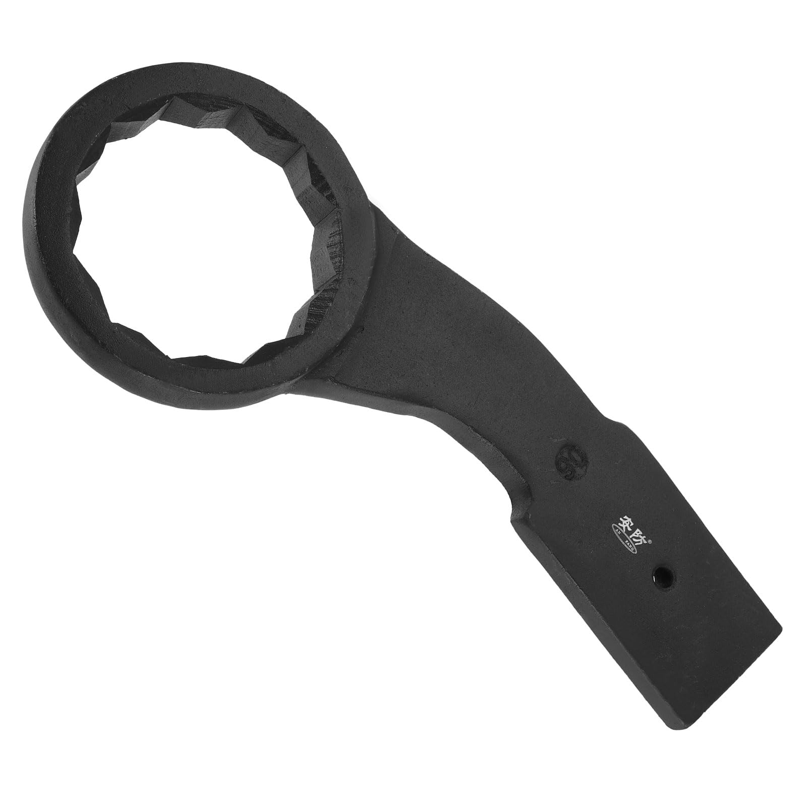 sourcing map Striking Wrench 90mm 45# Steel Spraying 6-Point Flat Strike Wrench Slogging Ring Spanner Bend Handle Box End Striking Tool for Automotive Repair Furniture Assembly, Black
