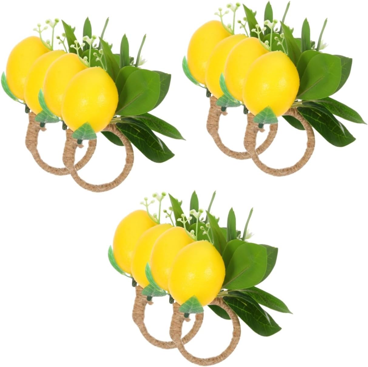 DECHOUS 12pcs Lemon Napkin Rings Holder Decorative Napkin Buckles Lemon Themed Kitchen Decor
