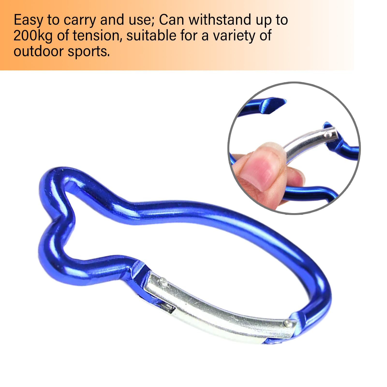 QIEIEI Easily Link Fish Shape Climbing Buckle Metal Locking Spring Hook Carabiner Clip for Camping Fishing Hiking Traveling