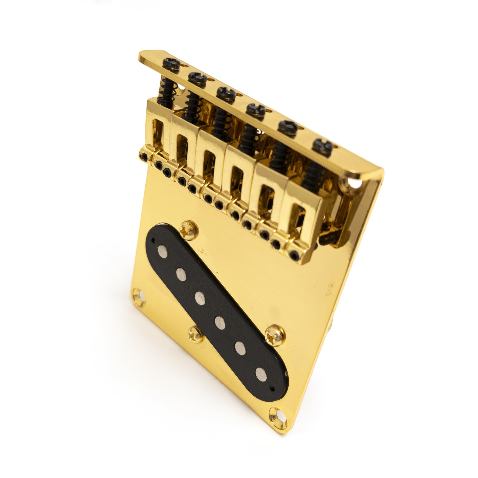 Puente dorado de 6 sillines con pastilla de bobina única compatible con Fender Telecaster - Piezas de repuesto para montaje de puente de guitarra eléctrica