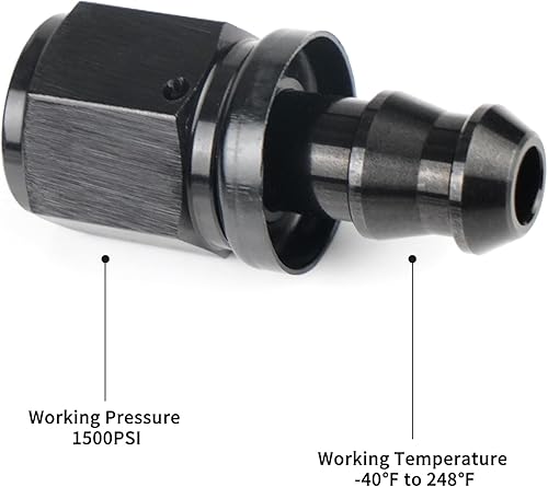 Miniatura 4 de Adaptador de manguera de bloqueo recto 6AN Adaptador de manguera de línea de combustible Accesorios de sistema de combustible anodizado negro