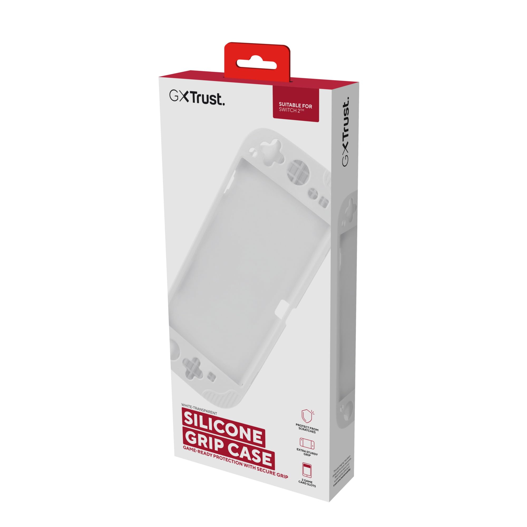 GXTrust 1253W Nintendo Switch 2 Protective Case, Silicone Grip Case with Textured Design, Anti-Dust Shock-Absorption Scratch Resistant Protector Cover for Switch 2 Consoles, White