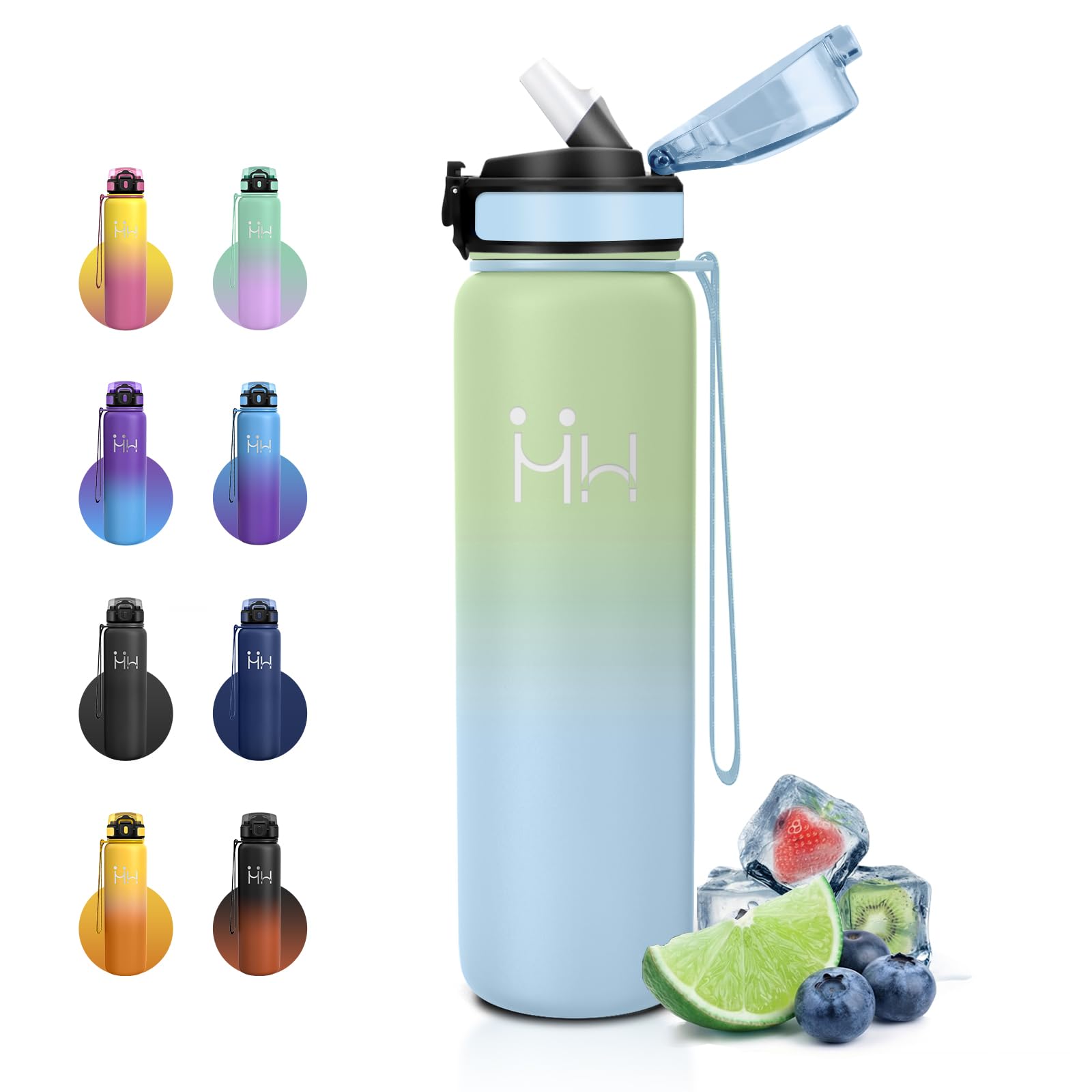 JAPORIA 1 Litre Insulated Water Bottle with Leakproof Straw and BPA Free Thermos for Hiking, Cycling, Camping