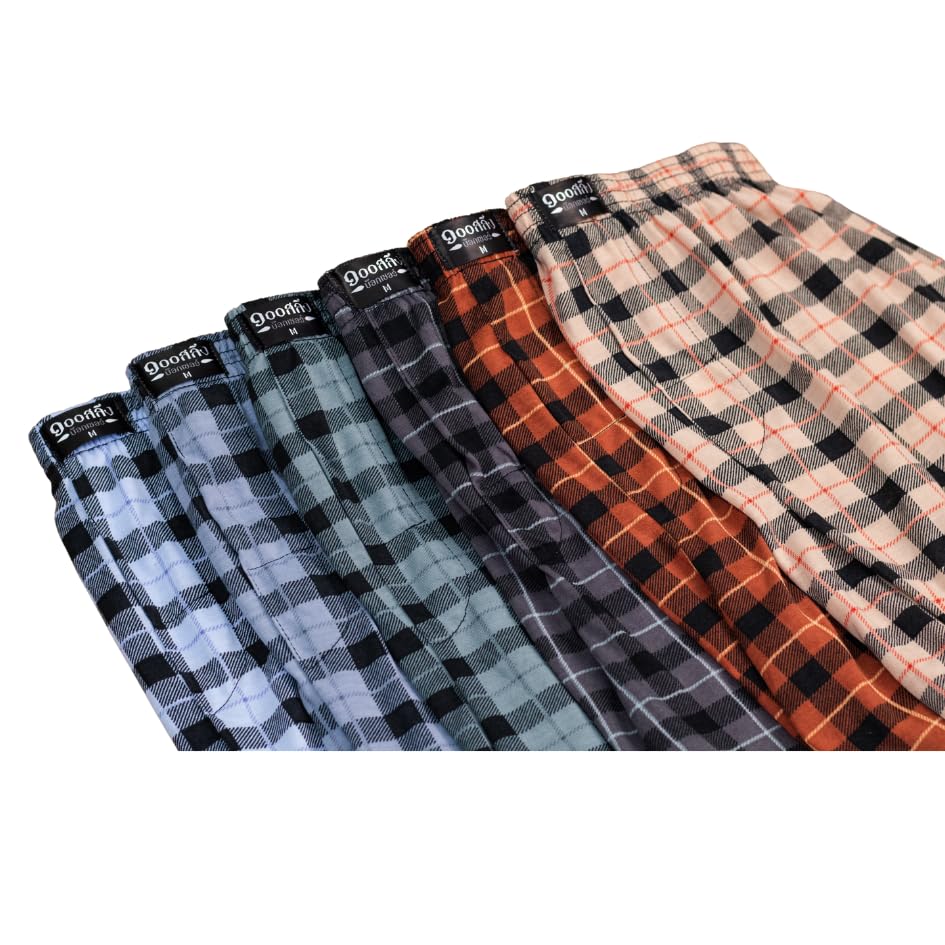 100Salueng Men's Plaid knitted Boxer Shorts, Assorted Colors, Pack of 63