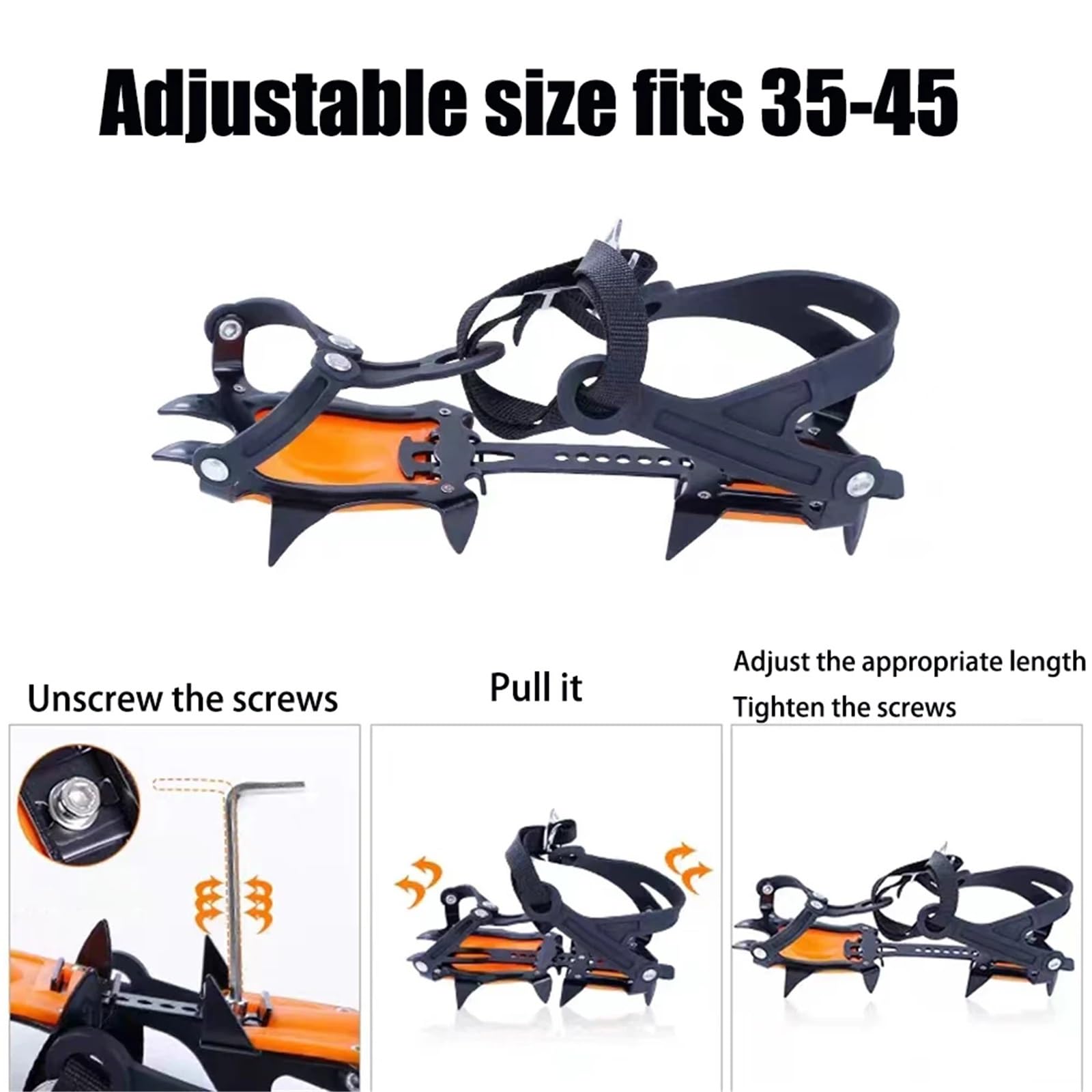 Steigeisen 12Teeth Ice Snow Grips for Boots Anti-Slip Covers for Shoes Outdoor Crampons Professional Stainless Steel Shoe Spikes für Wanderschuhe