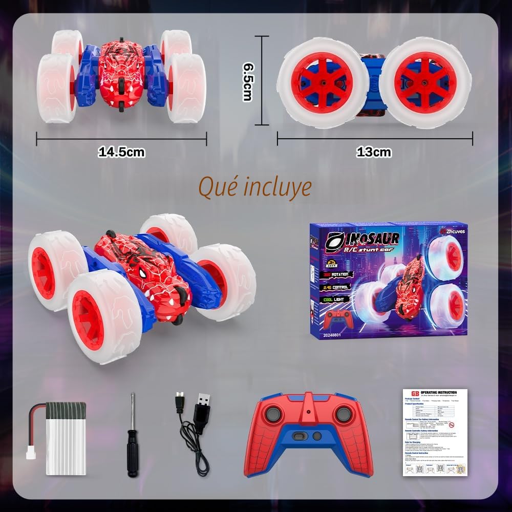 Mieryd Spider Coche Teledirigido, Acrobacia RC Carro Monster Truck 4x4 Crawler con Luz, Juguete Niño 3 4 5 6 7 8 9 Años Juego Infantile Exterior Regalo Cumpleaños Brinquedo Remote Control Car Toy