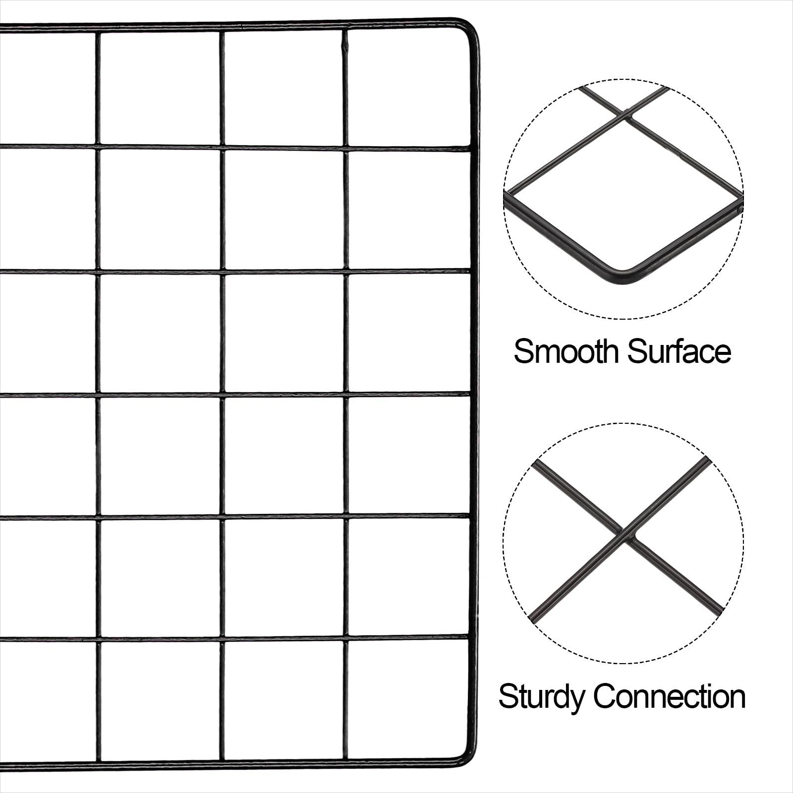 PATIKIL 80x30cm Wire Grid Panel, 2 Pack Board Photo Pictures Memo Display Grid Panels Hanging Organizer Wall Decorative Panel for Home Office Wedding, Black - Image 3