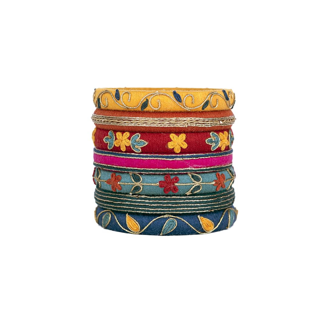 Taasha Craft Prathvi Thread Work Handmade Colourful Bangles, Handcrafted Cotton Thread Bangle Set for Women & Girls Size 2.8 Set of (7 Bangles) (B0D9BZ6G7K) Amazon Price History, Amazon Price Tracker