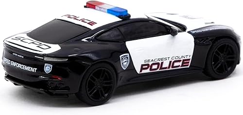 Miniatura 3 de Tarmac Works Aston Martin DBS Superleggera Seacrest County Policía Blanco y Negro 164 Diecast Model Car T64G-004-PC