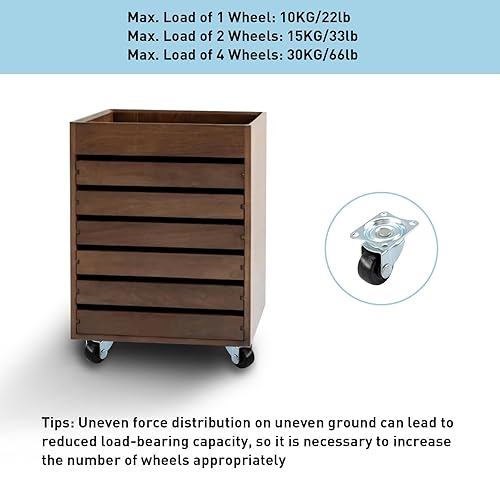 Miniatura 3 de HOWDIA 8 ruedas giratorias de perfil bajo de 1 pulgada, rueda de goma resistente con rodamiento y placa superior, por rueda de capacidad de 22