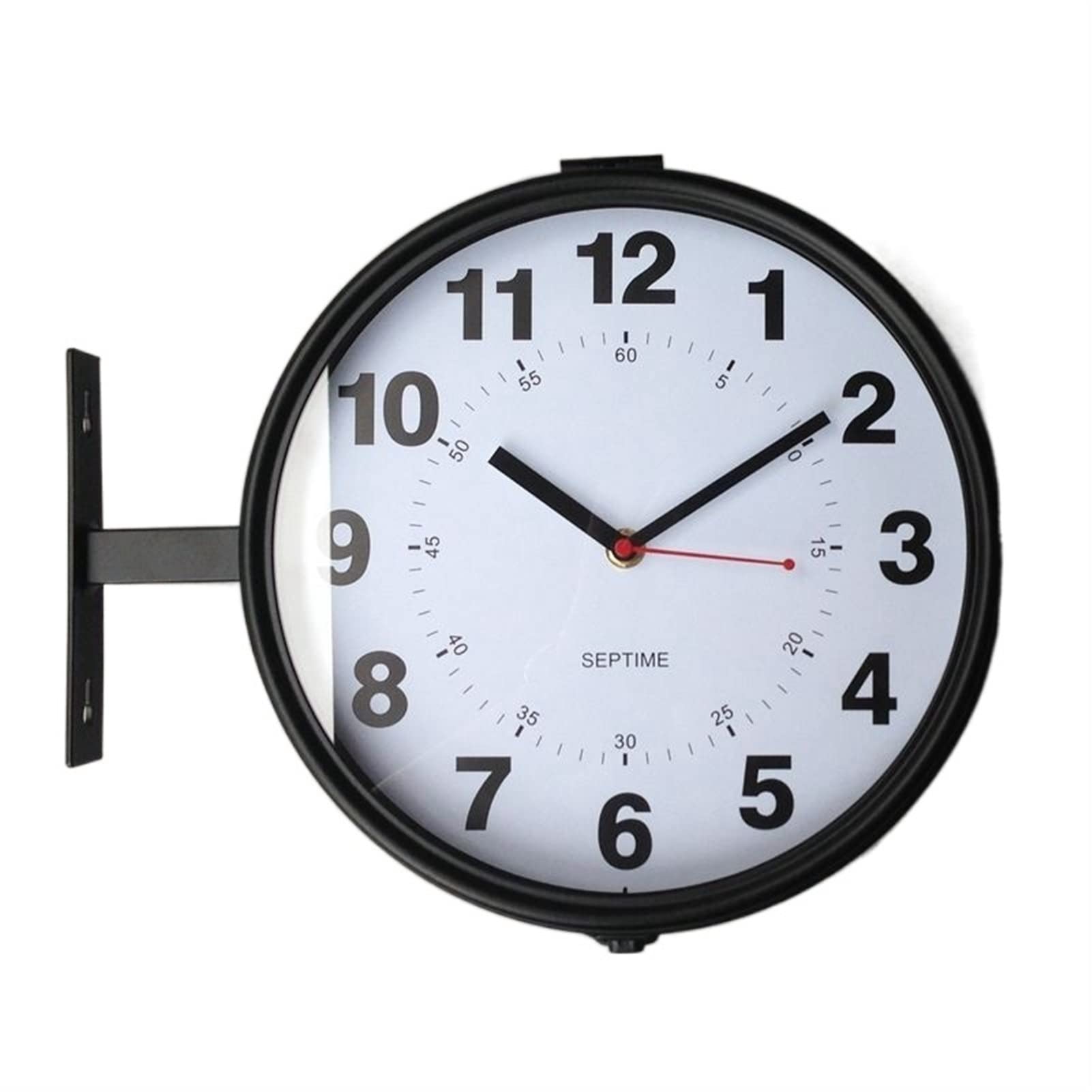 Dwustronny zegar ścienny, Metalowy Mechanizm Zegar Double Faced Nordic Salon Sypialnia Silent Wall Zegarki Home Decor Reloj Partia Pared Gift Ideas FZ447 do sypialni, salonu, biura(Nero)