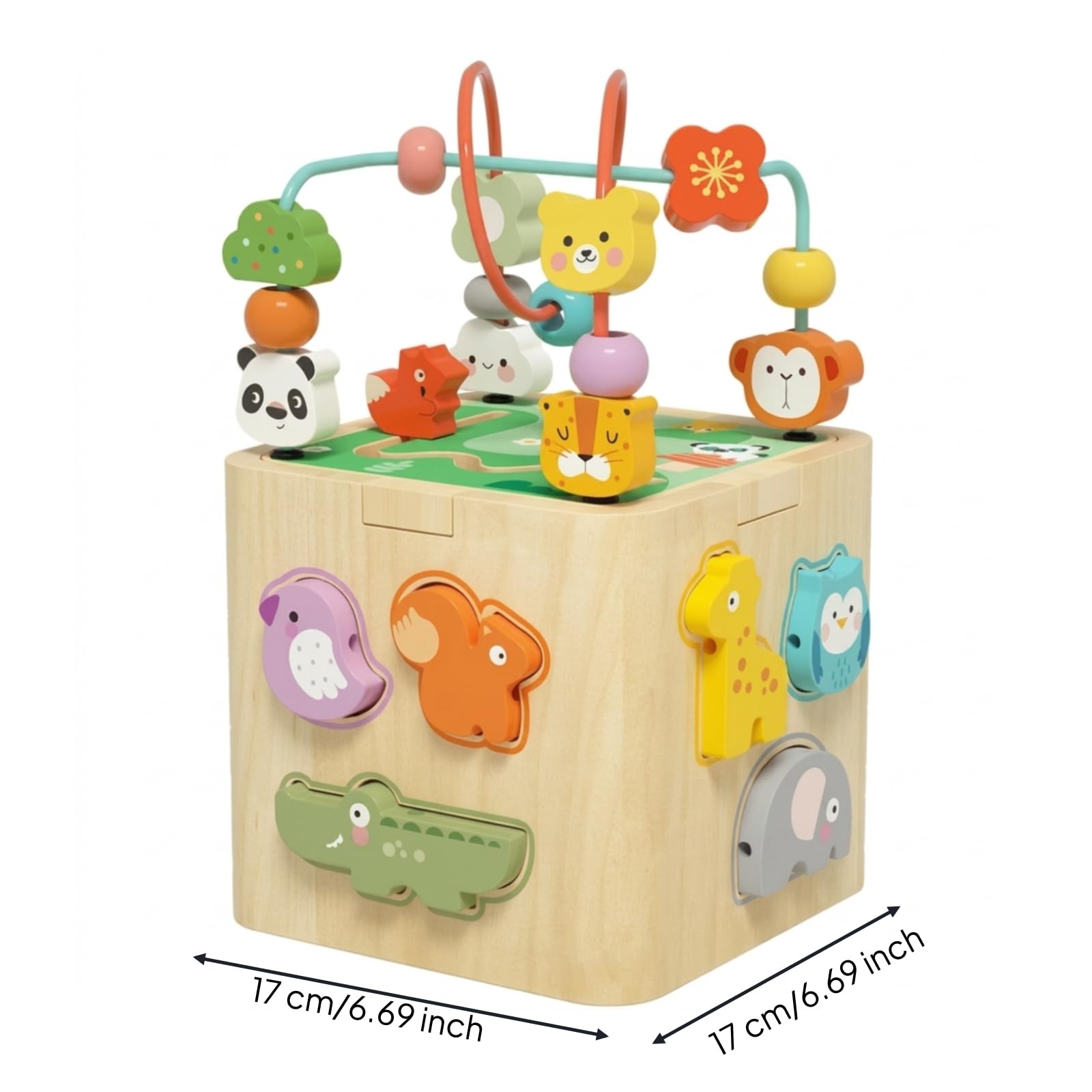 predolo Cubo con Ingranaggi Interattivo | Educativo, Cubo Attività in Legno, Multifunzionale, per Casa, Asilo Nido, area gioco