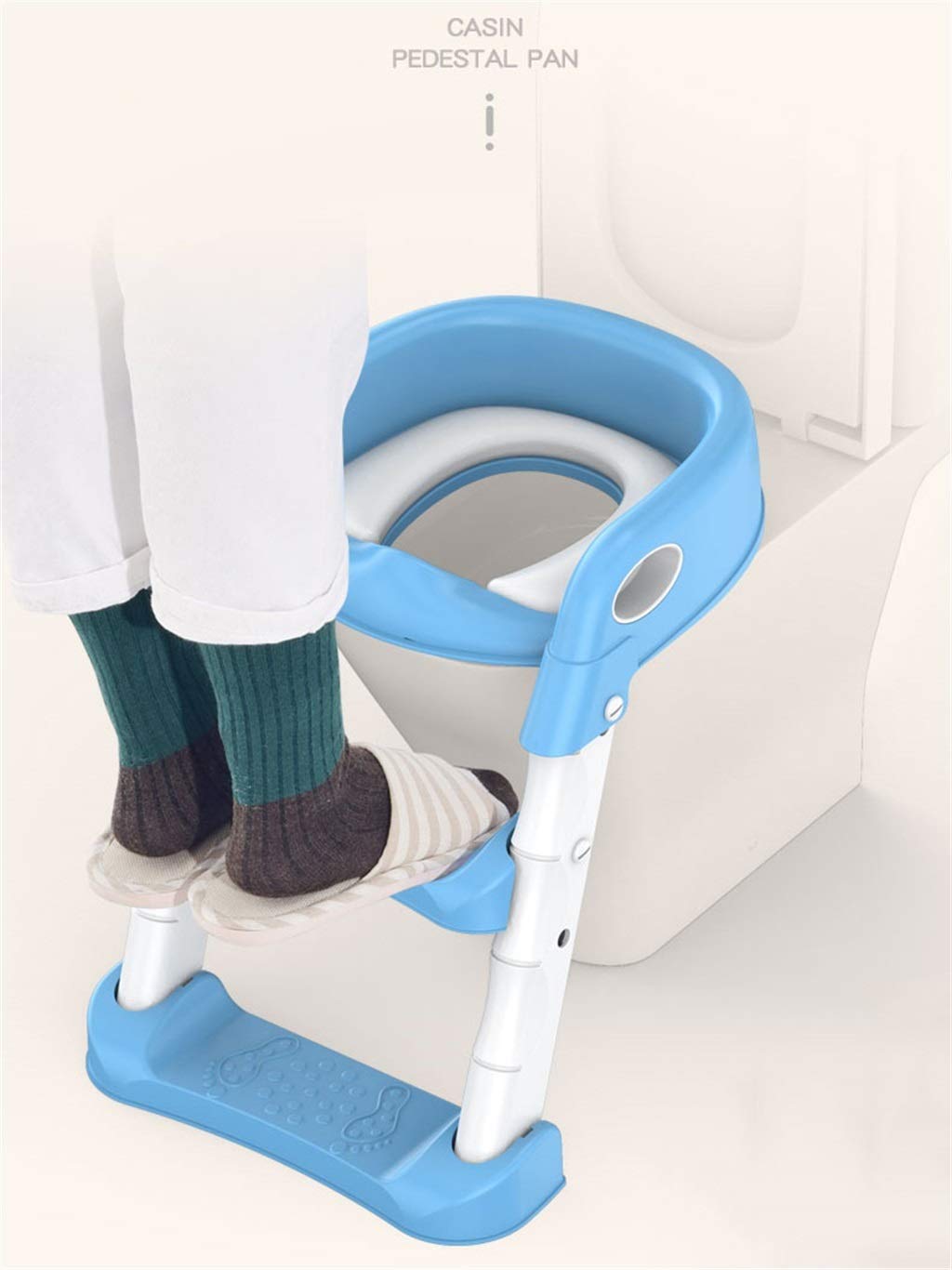 Aseo Escalera Asiento, Antideslizante Baño Asistente Orinal De Entrenamiento Portátil Plegable Ajustable Taburete para Niño Unisex (Color : Rosado)