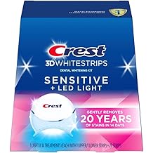 Crest 3D Whitestrips Sensitive &amp; Gentle + LED Light &ndash; Teeth Whitening Kit, 1 Light + 14 Treatments, Each with 1 Upper/1Lower, 28 Strips &ndash; Crest 3DWhite Teeth Whitening Strips