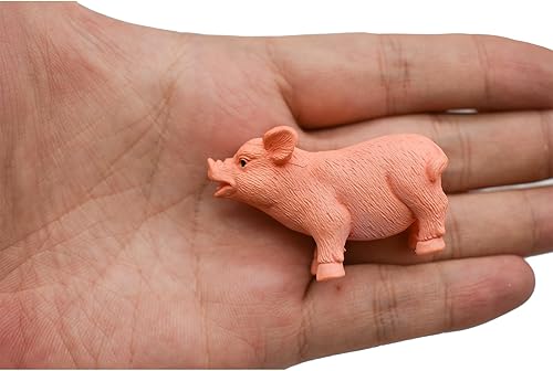 Miniatura 4 de 15 mini figuras de cerdo de 1.7 pulgadas, figuras de cerdo rosa en miniatura de resina para decoración de tartas para manualidades, jardín, musgo,