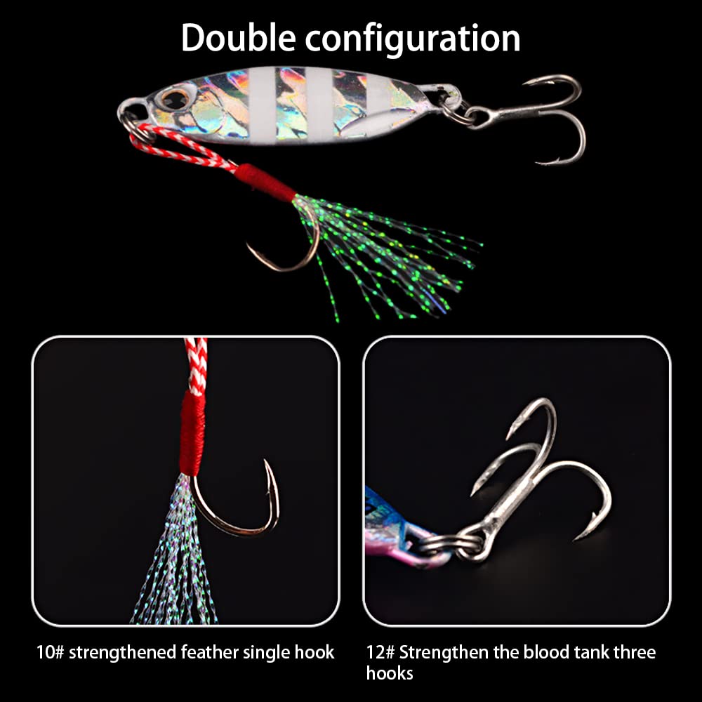 Lubina Set Cebo Artificial Luminoso, Señuelos Pesca Kit, 5 Piezas Spinning Accesorios