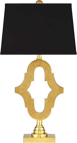Miniatura 9 de Possini Euro Design Judith - Lámpara de mesa de lujo moderna de mediados de siglo, 28.75 pulgadas de alto, tela negra dorada, rectangular,