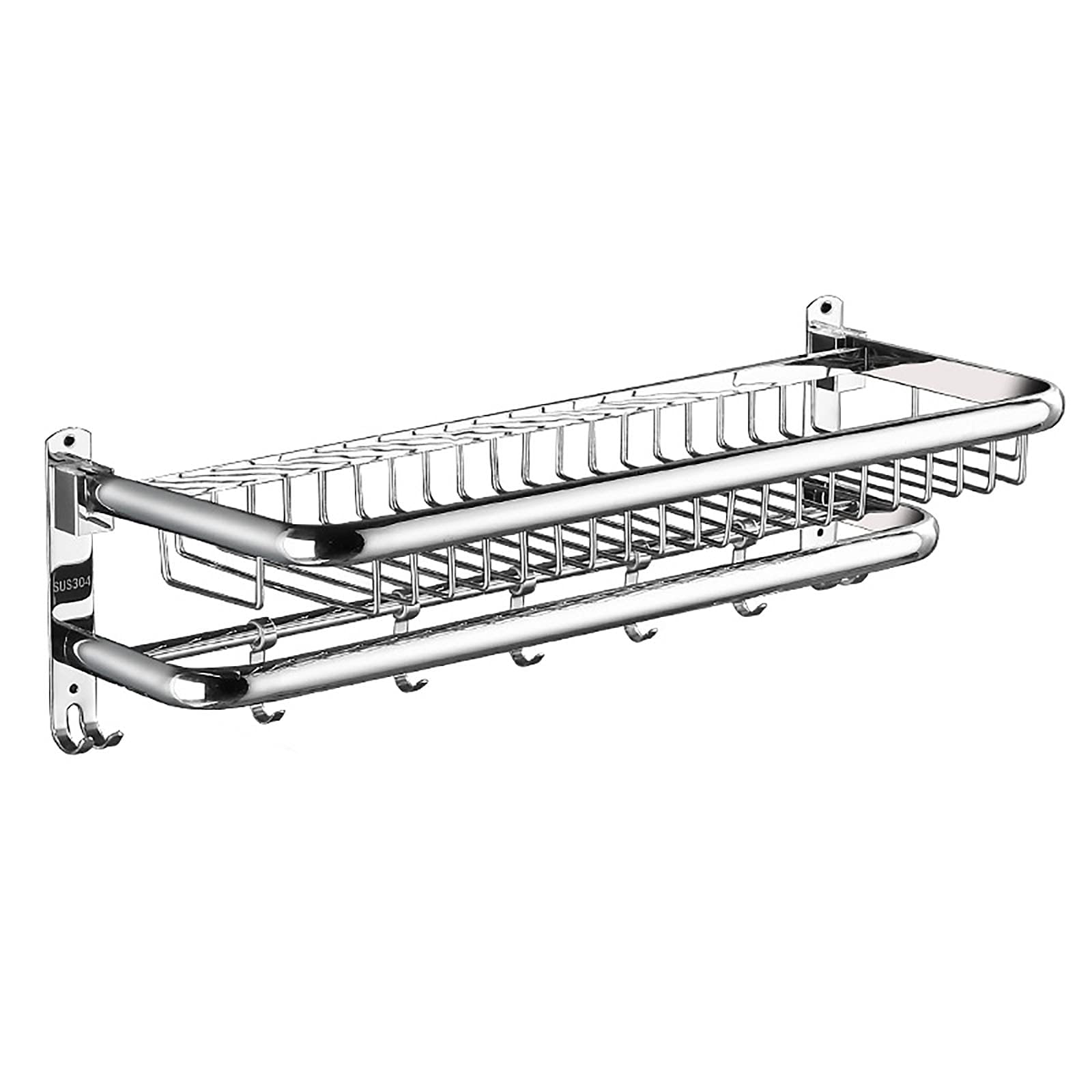 Toallero de acero inoxidable sin taladrar con estante de ducha y canasta de pared 60 cm