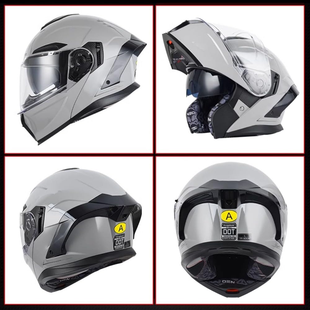 Bluetooth Casque Moto Modulable Anti-buée Visière Casques Scooter Chopper ECE Homologué Casques Intégraux Flip-Up Anti-Collision Casque Integral Moto pour Locomotive Homme Femme