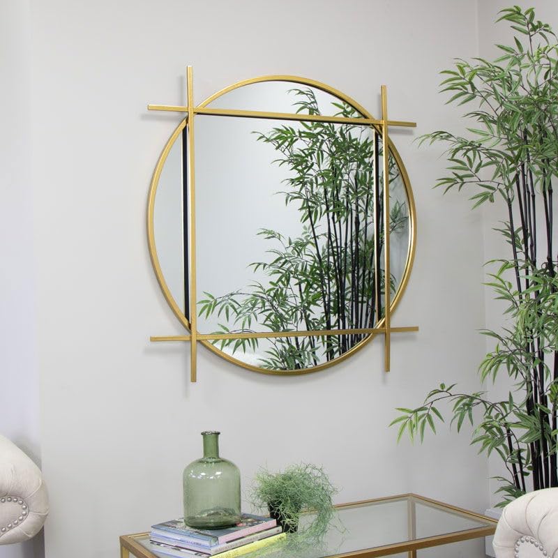 Melody Maison Large Round Gold Scalloped Wall Mirror 90cm x 90cm : Amazon.co.uk: Home & Kitchen